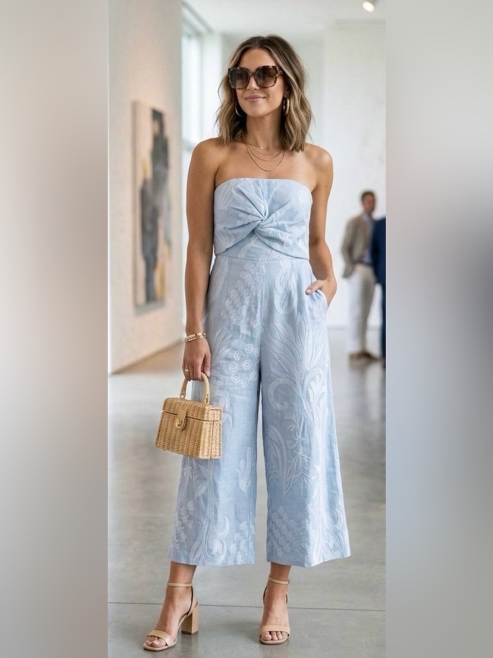 AIJEK “Natalia” Embroidered Jumpsuit silk linen